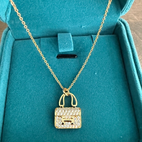 Hermes Jewelry - Hermes Gold Metal 18K Plated Handbag Pendant Necklace(OEM)